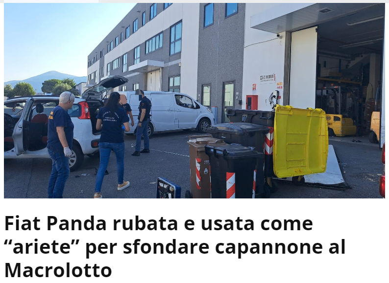 普拉托：窃贼盗走菲亚特Panda轿车充当“攻城锤”，撞开工业区厂房实施盗窃